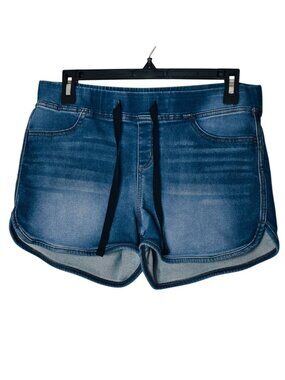 No Boundaries Junior L Denim Shorts Stretch Mid Rise Drawstring Curve 11/13